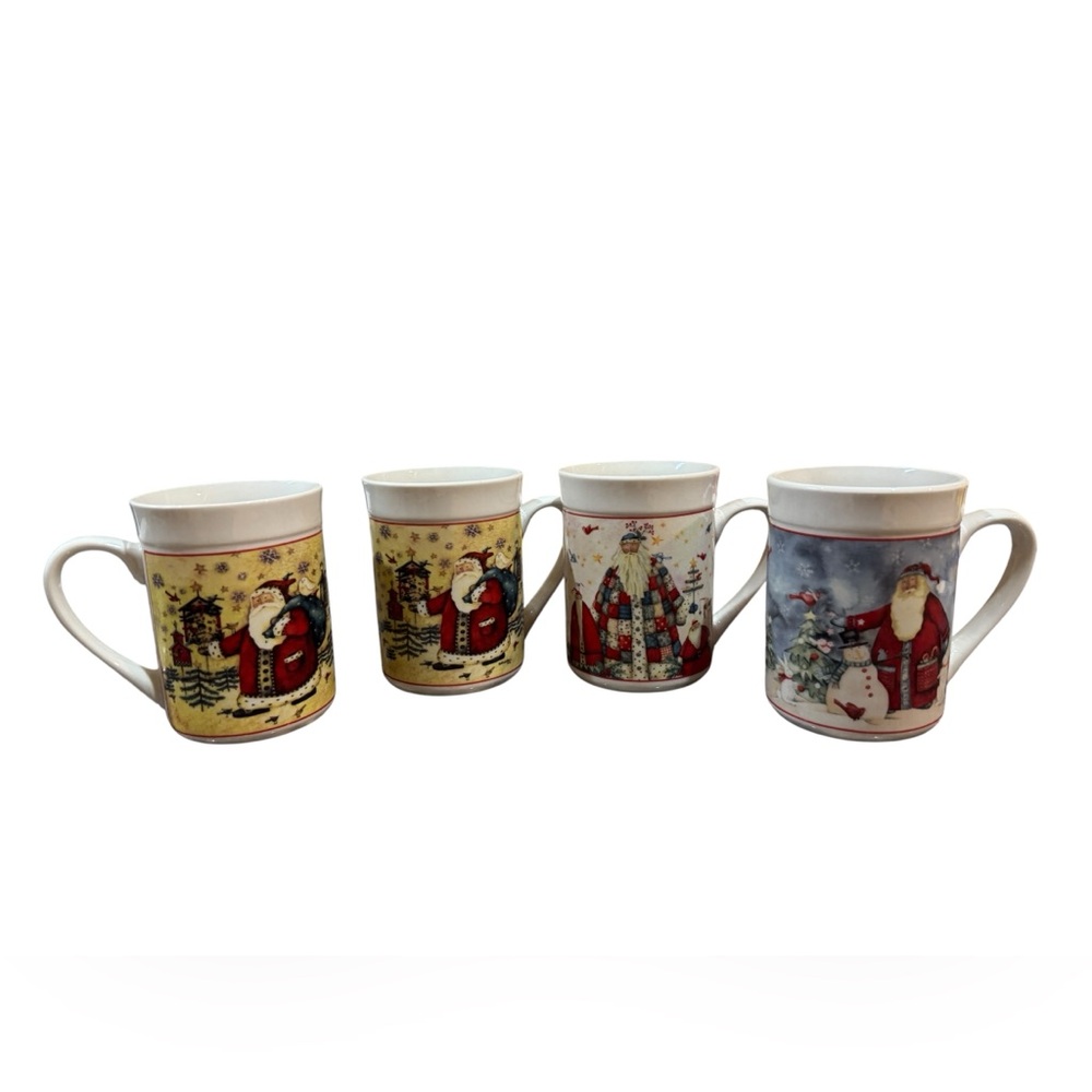 4pcs Gibson 2005 By Debi Hron Holiday Home Santa Theme Coffee Mug VGC